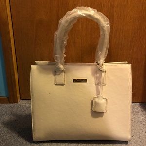 Iman Cream Leather Handbag